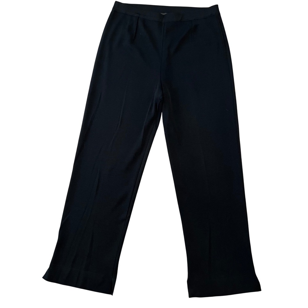 Ming Wang Womens Black Knit Straight Leg Pull On Dress Pants Size Small